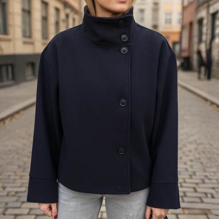 Damenmantel mit Stehkragen und Knöpfen
