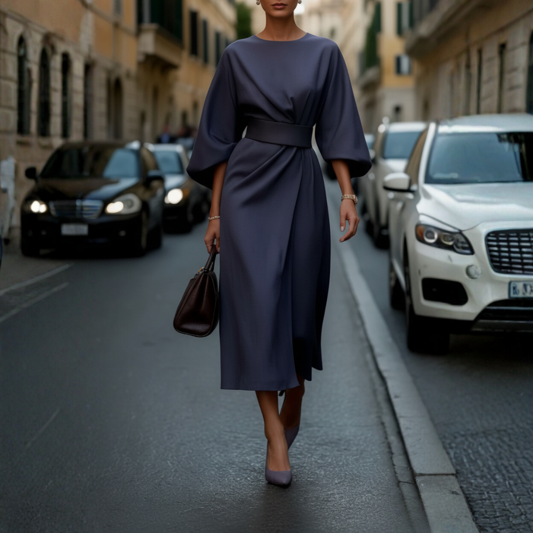 Abito Donna con Maniche a Palloncino e Cintura