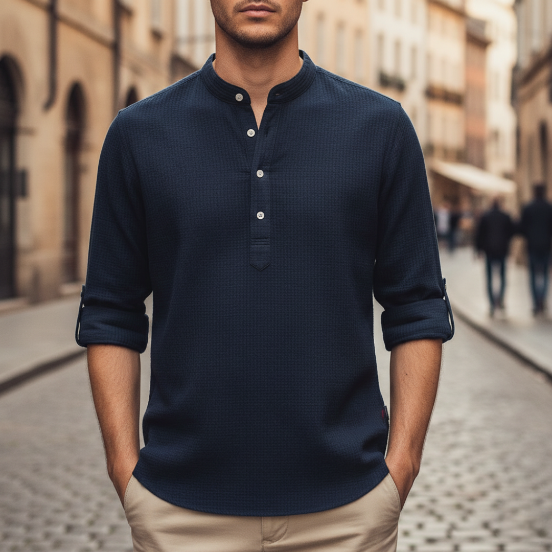 Maglia Henley Uomo in Nido d’Ape Beige