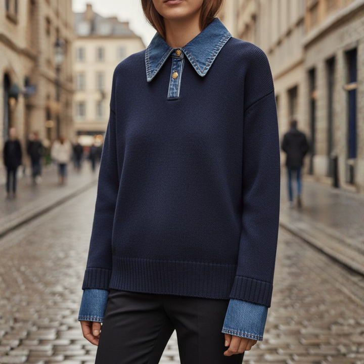 Maglione Donna in con Collo in Denim