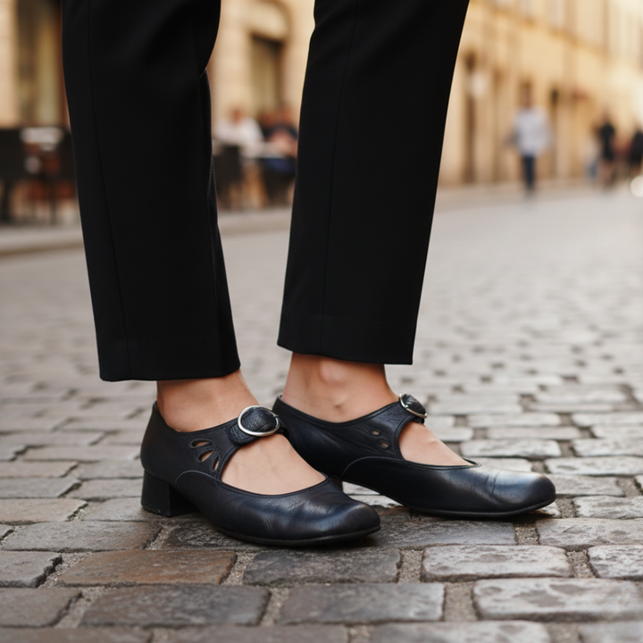 Scarpe Donna con Tacco e Cintura in Ecopelle