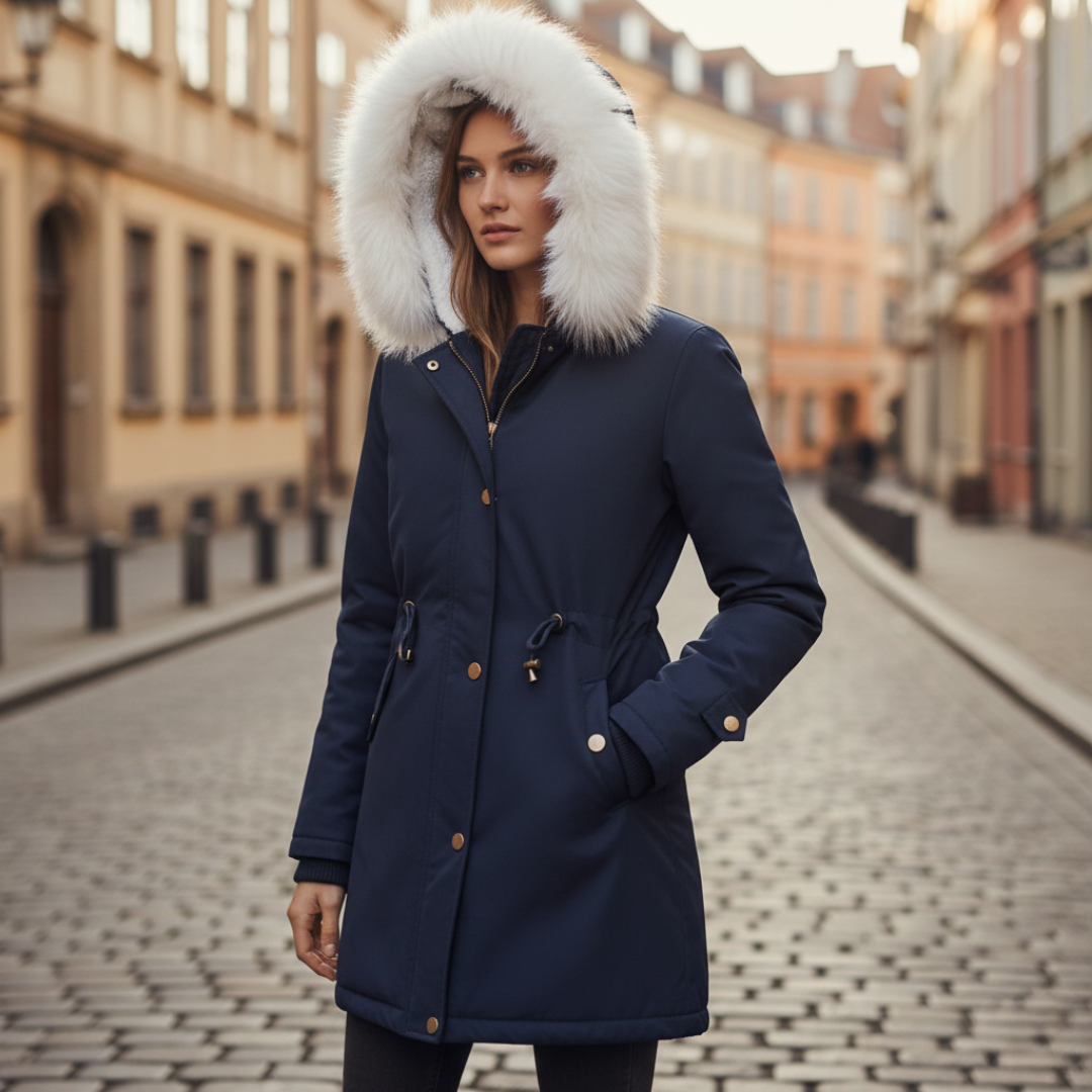 Giacca Donna Impermeabile Cappuccio Pelliccia Materiale Resistente