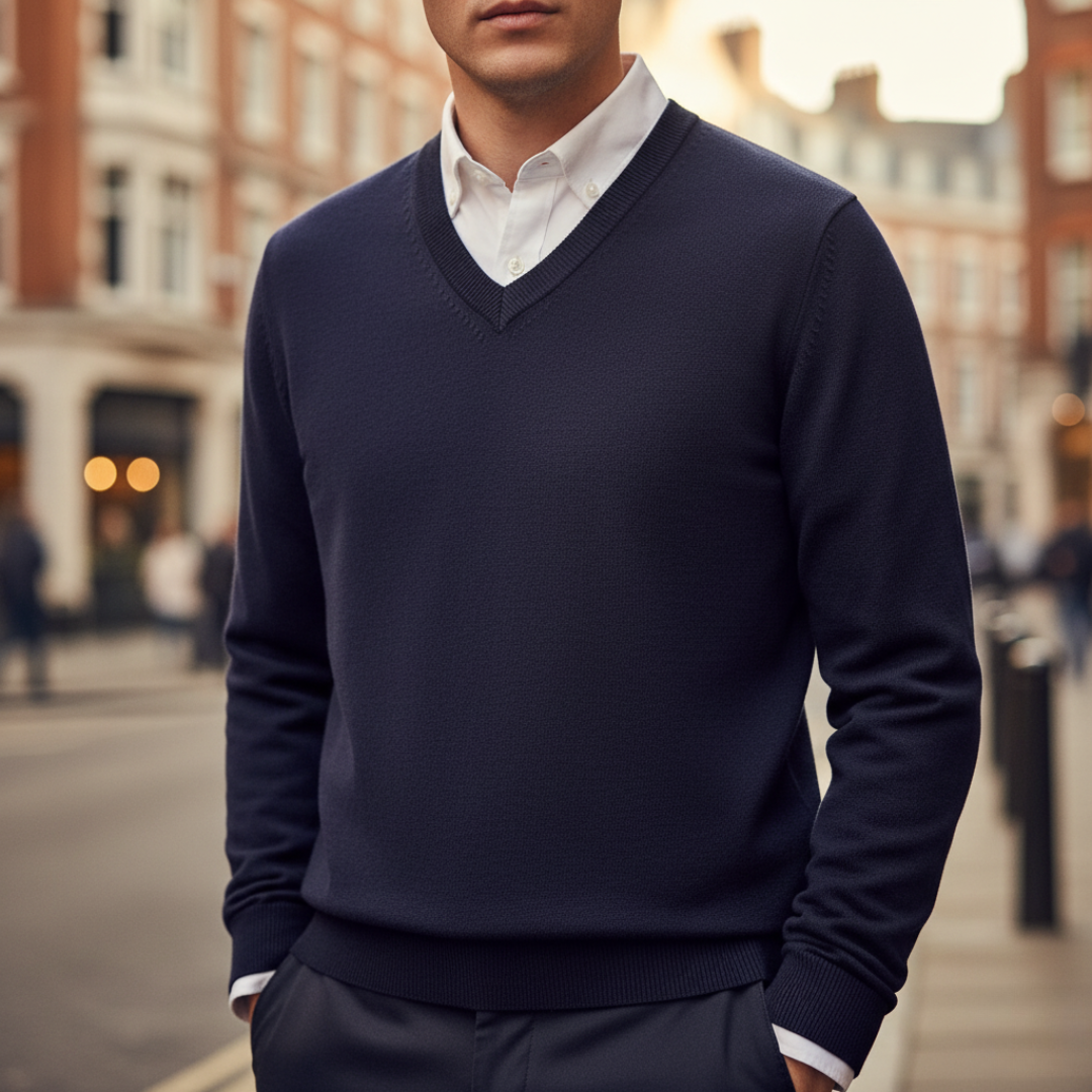 Maglione Uomo Collo a V Tessuto Morbido