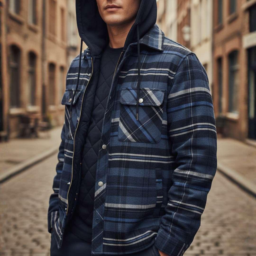 Giacca Uomo Flanella con Cappuccio e Zip