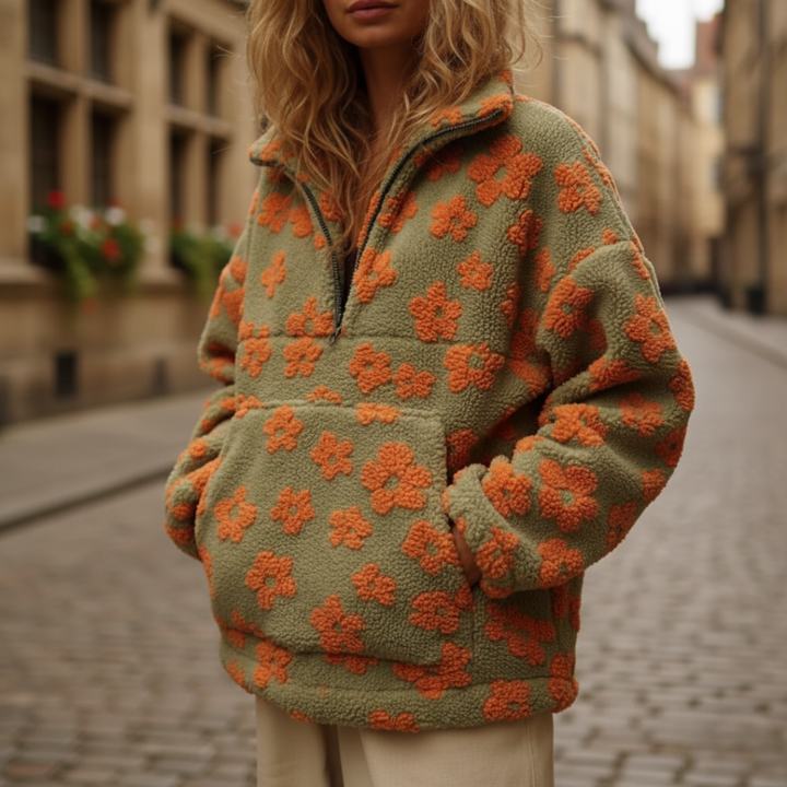 Damen Fleecejacke Fiore mit Reißverschluss und Stehkragen