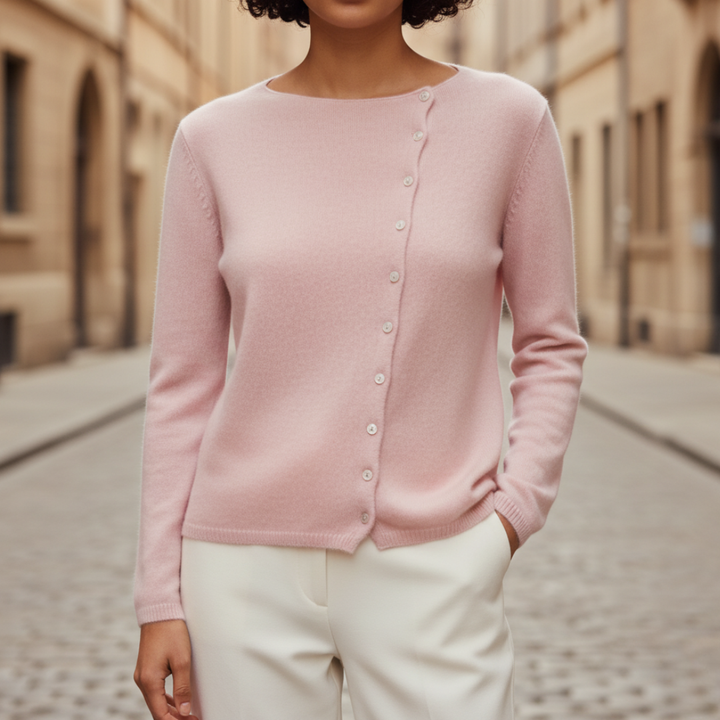 Maglione Donna Cashmere Collo Tondo Bottoni