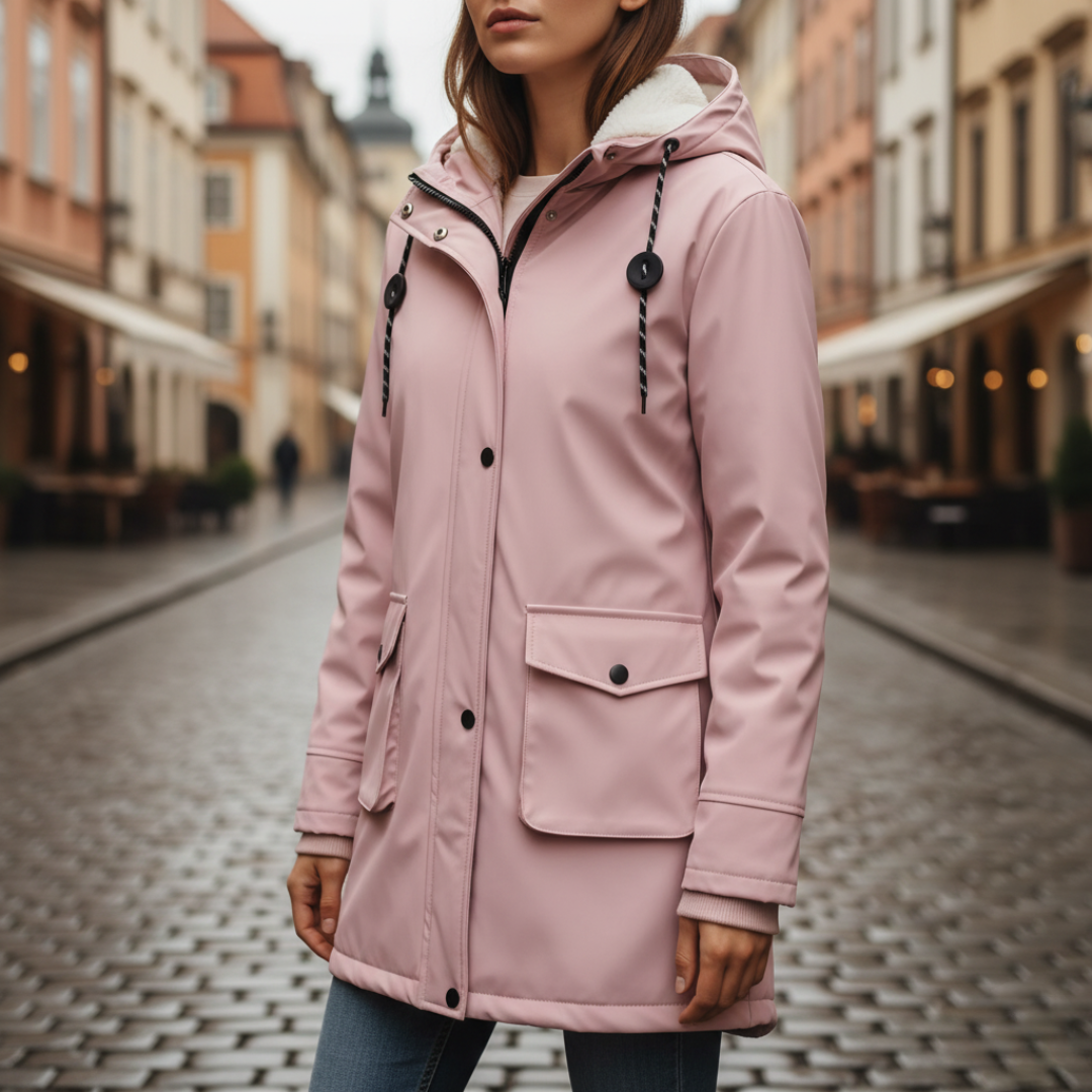 Giacca Donna Impermeabile Cappuccio Materiale Resistente