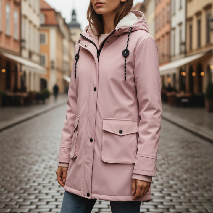 Giacca Donna Impermeabile Cappuccio Materiale Resistente
