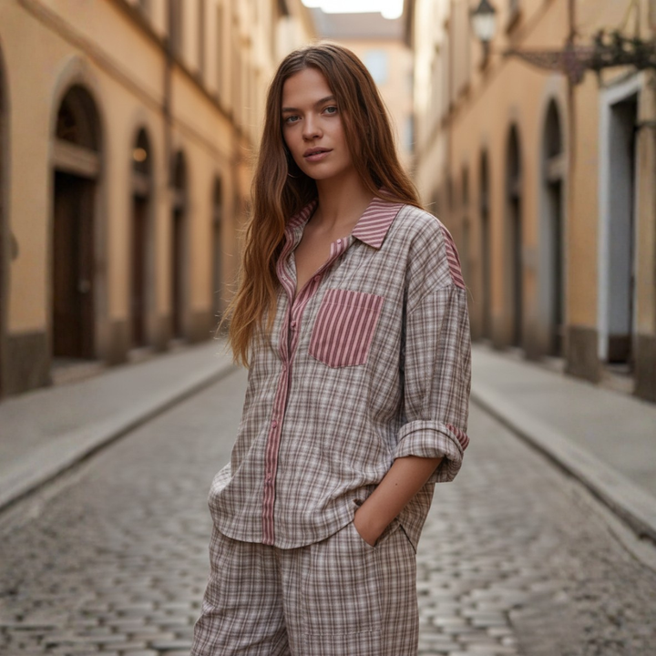 Pigiama Donna A Strisce 2 Pezzi