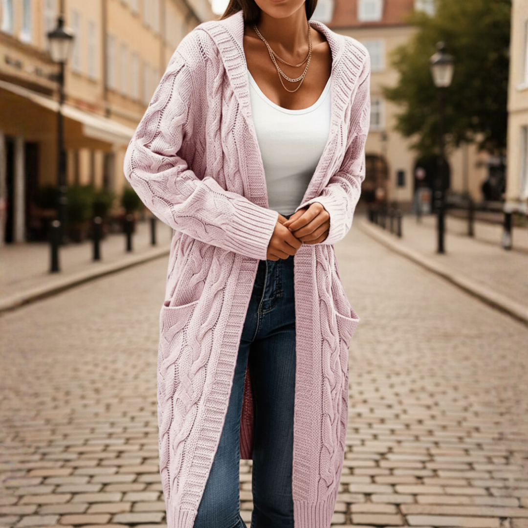 Cardigan Donna Lungo Con Tasche