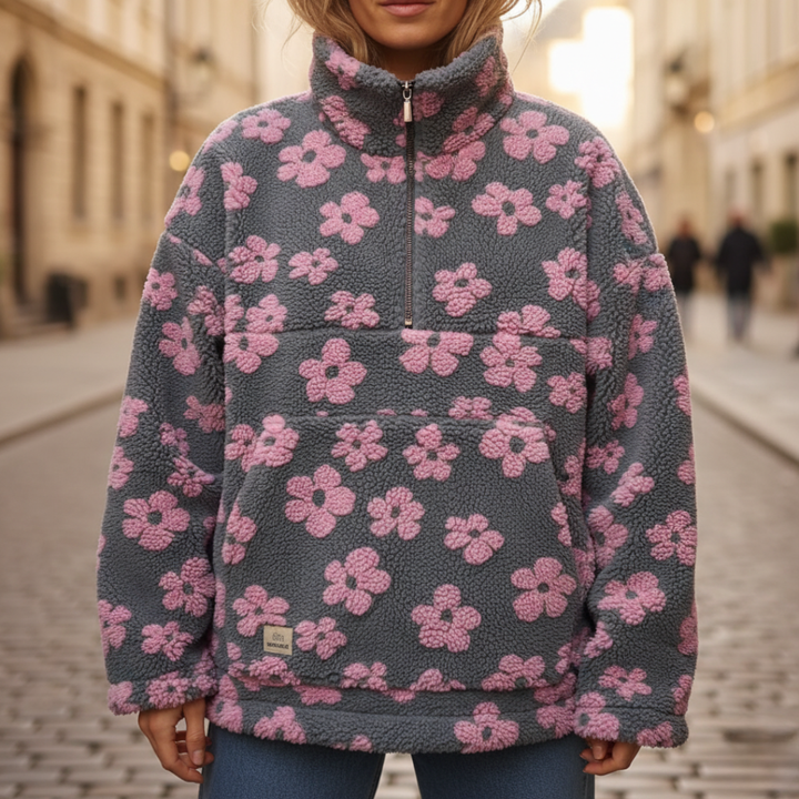 Damen Fleecejacke Fiore mit Reißverschluss und Stehkragen