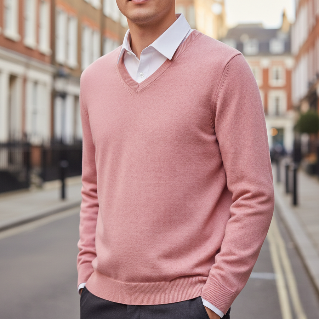 Maglione Uomo Collo a V Tessuto Morbido