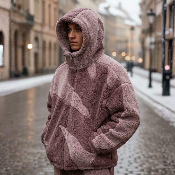 Giacca Uomo con Cappuccio e Design Camo