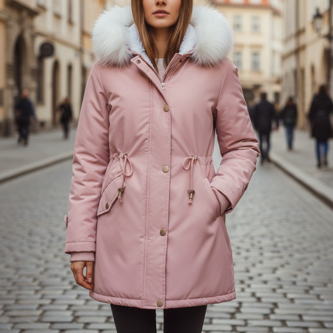 Giacca Donna Impermeabile Cappuccio Pelliccia Materiale Resistente