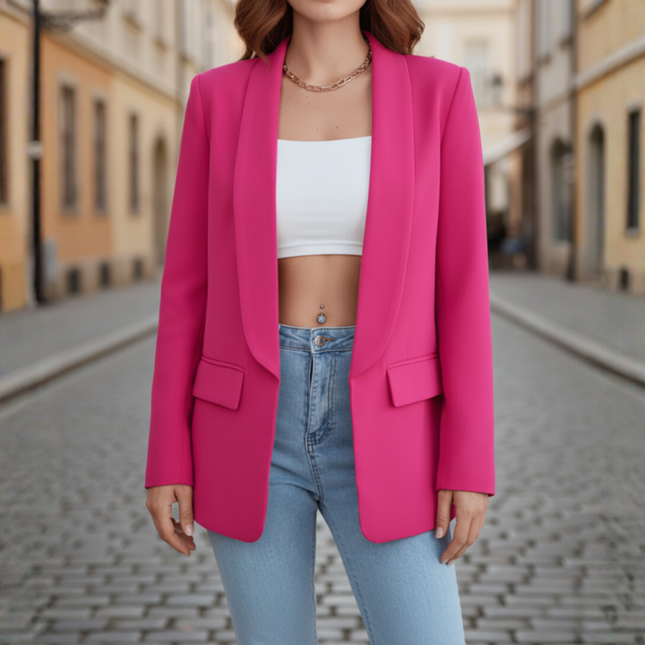 Women's Jacket in Stretch Fabric with Long Sleeves and Pockets