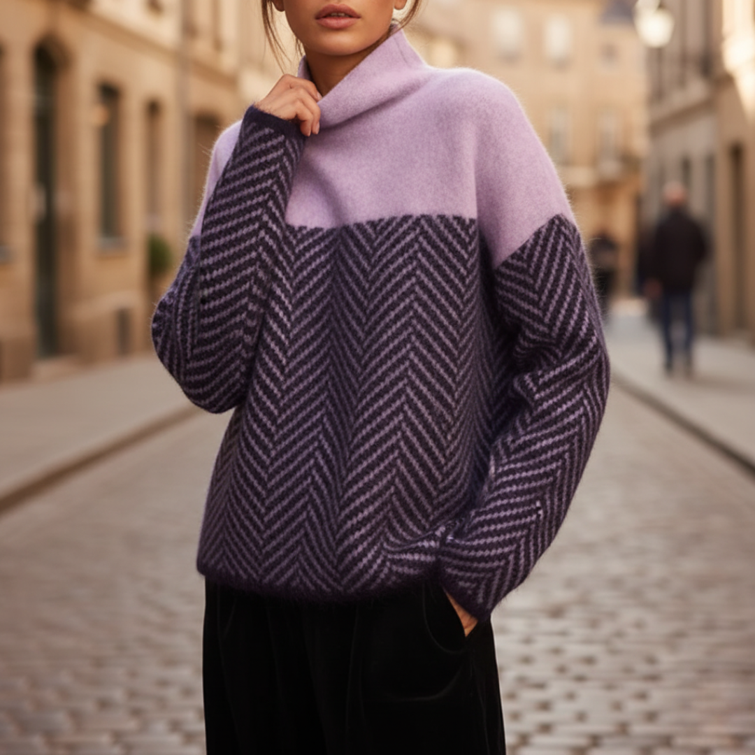 Maglione a collo alto con motivo a zig zag