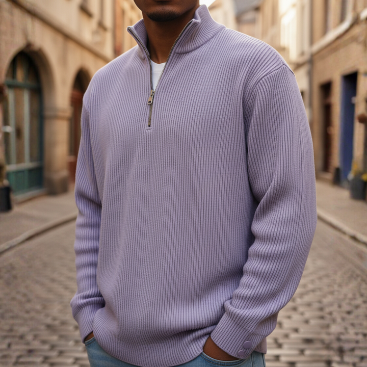 Maglione Uomo Collo Alto Zip in Maglia