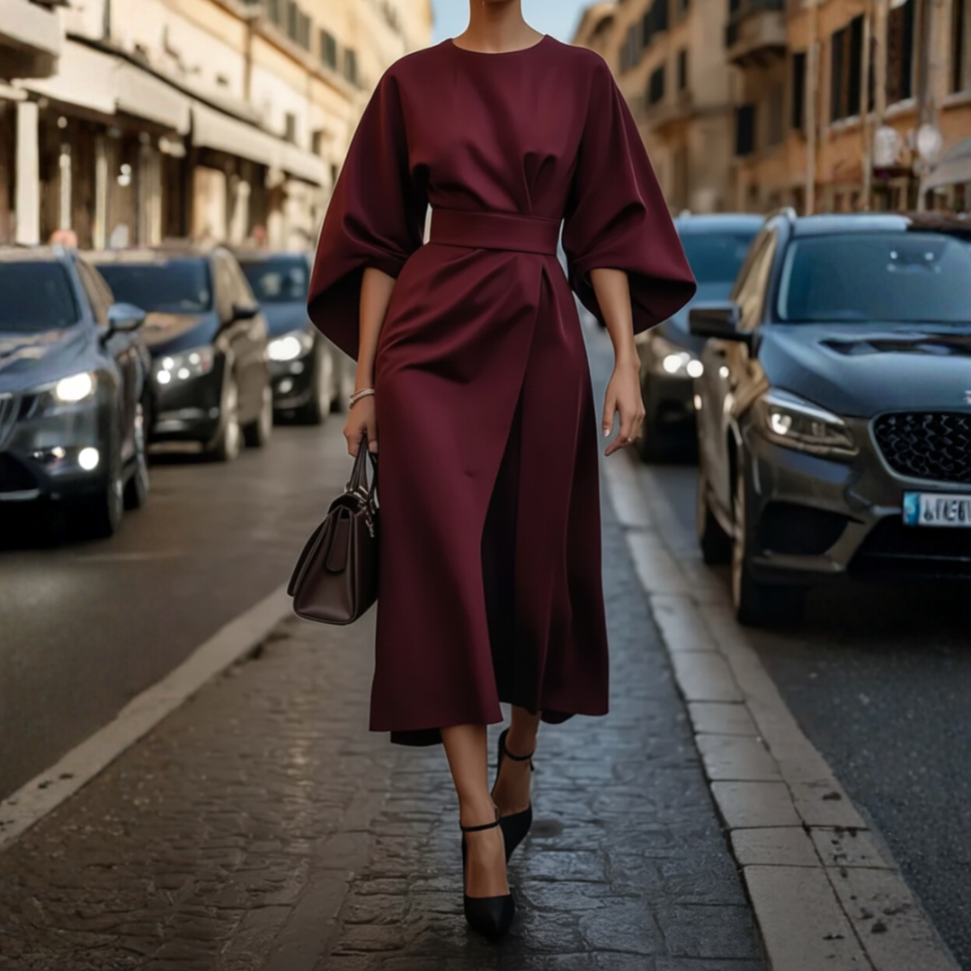 Abito Donna con Maniche a Palloncino e Cintura