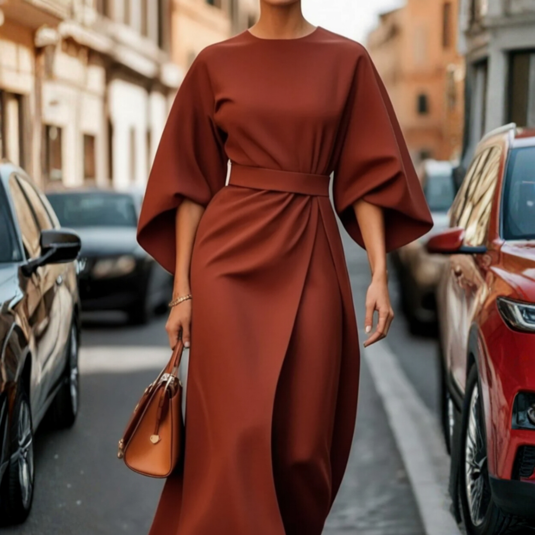 Abito Donna con Maniche a Palloncino e Cintura