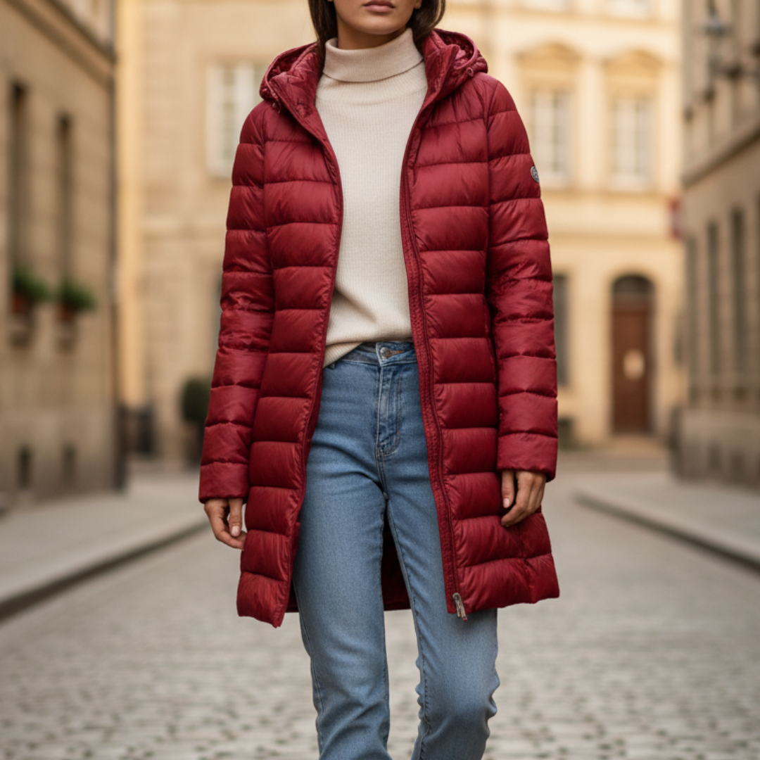 Piumino Lungo Donna Invernale con Cappuccio