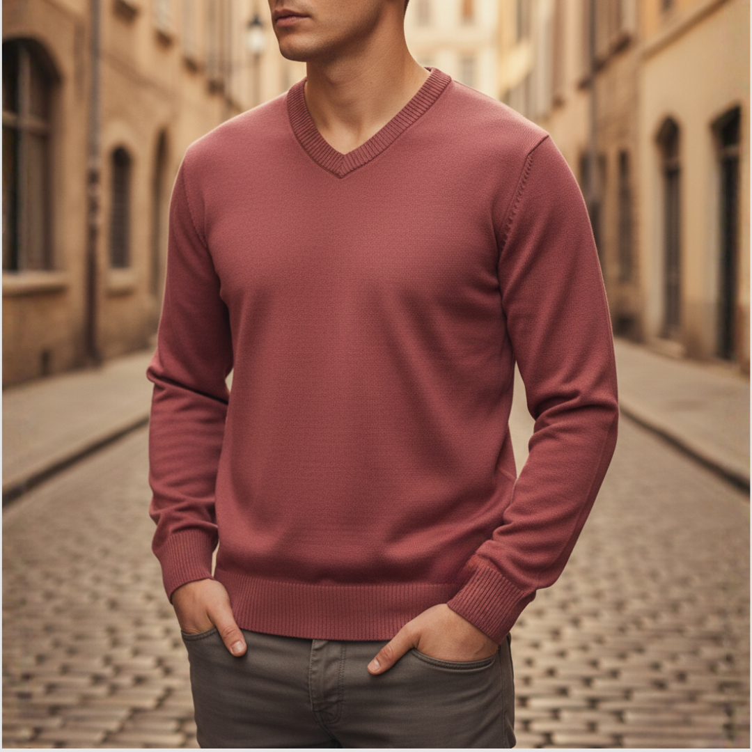 Maglione Uomo Smanicato Scollo V in Poliestere