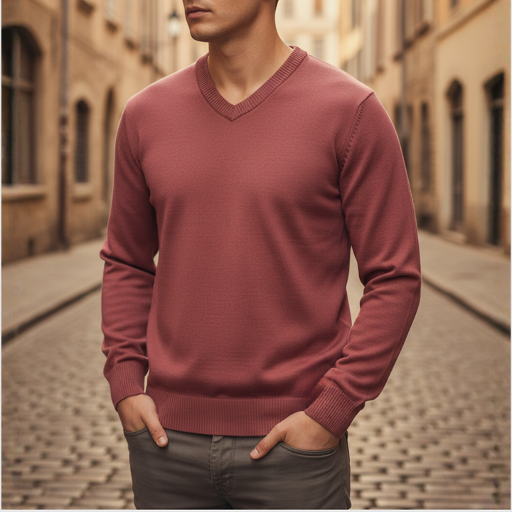 Maglione Uomo Smanicato Scollo V in Poliestere