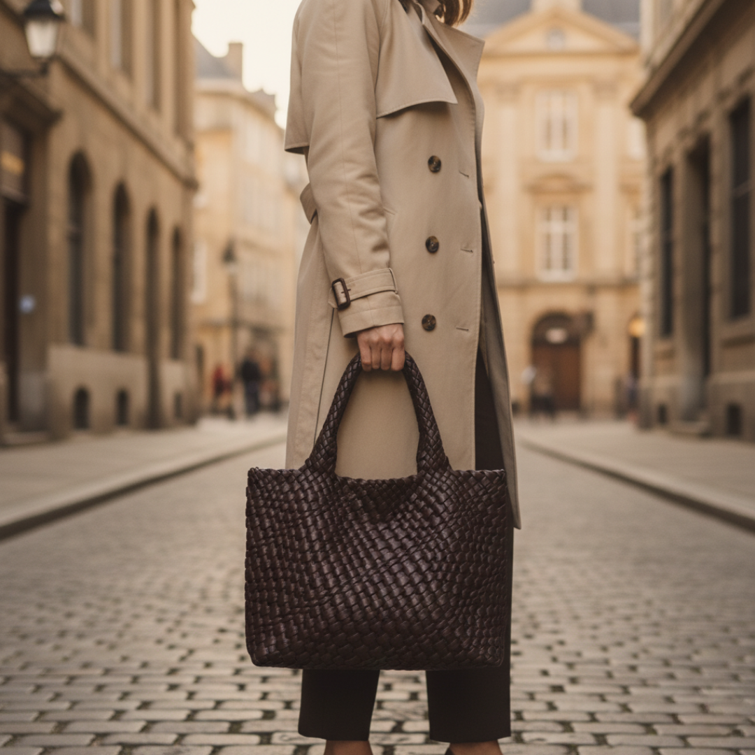 Women's Woven Leather Tote Bag