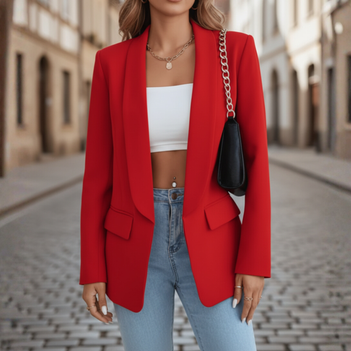 Women's Jacket in Stretch Fabric with Long Sleeves and Pockets