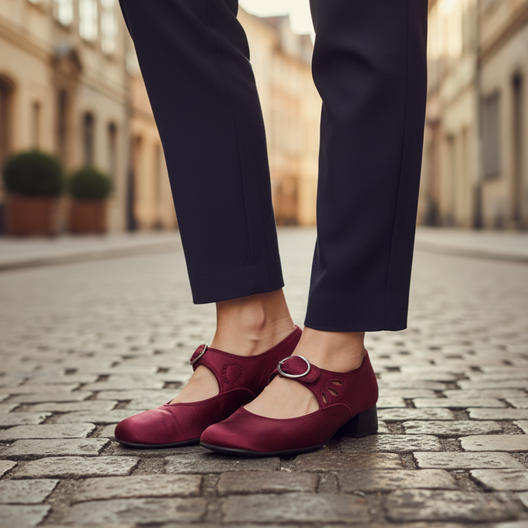 Scarpe Donna con Tacco e Cintura in Ecopelle