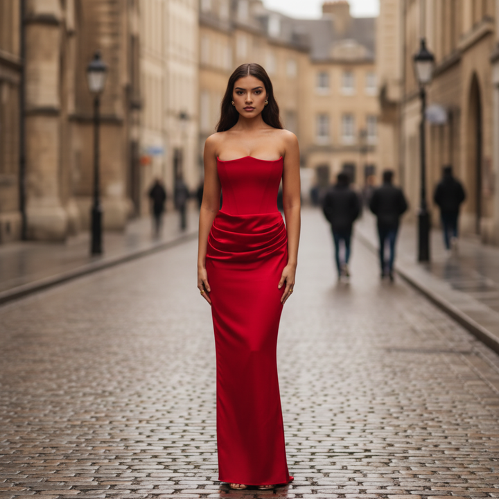 Abito Donna Senza Maniche Satinato Elegante