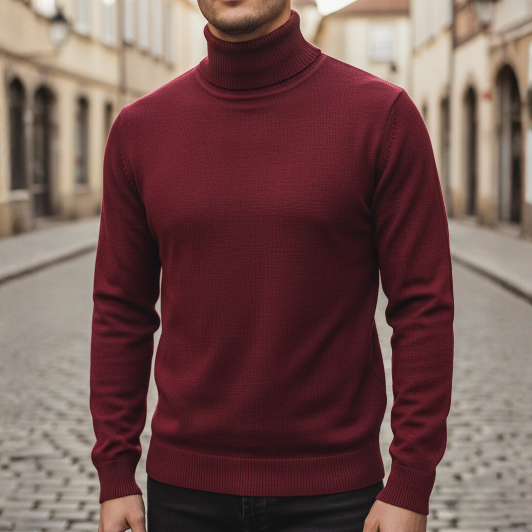 Maglione uomo con collo alto in materiale misto maniche lunghe