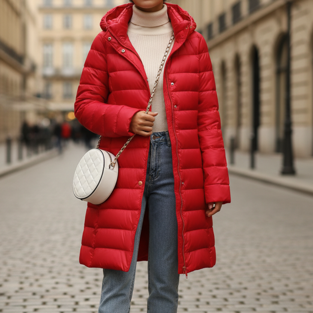 Piumino Lungo Donna Invernale con Cappuccio