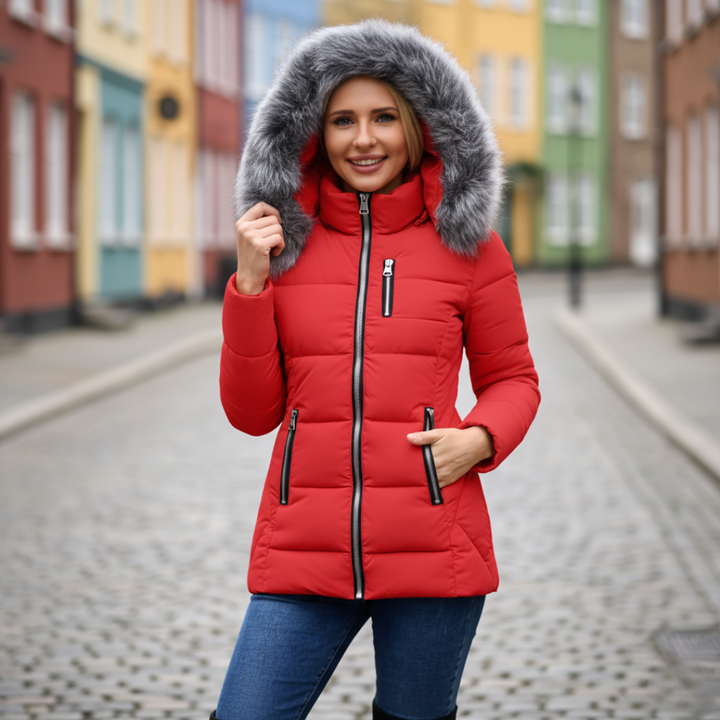 Piumino Donna Invernale Cappuccio Pelliccia Sintetica