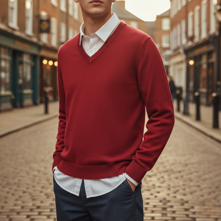 Maglione Uomo Collo a V Tessuto Morbido