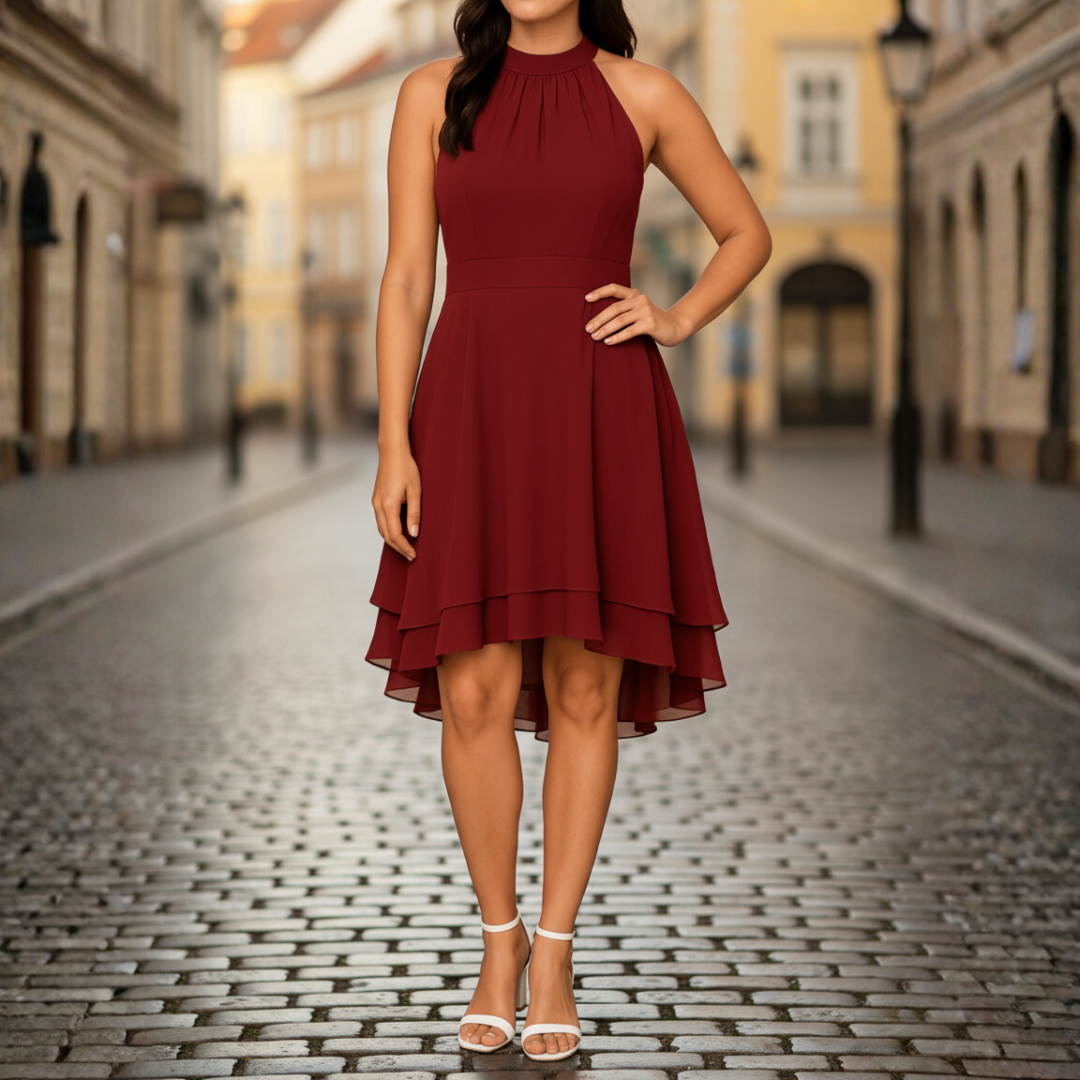 Abito Donna con Scollo a Halter e Strati