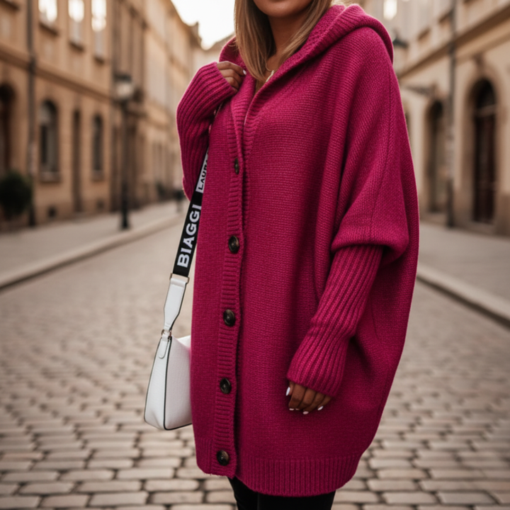 Cardigan con cappuccio per donna