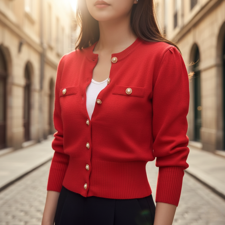 Cardigan Donna con Bottoni in Tessuto Misto