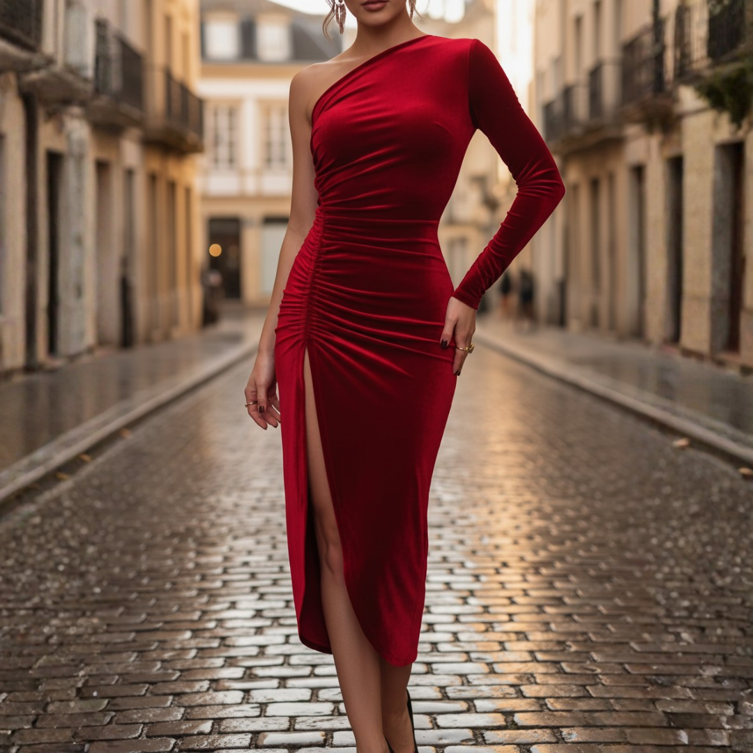 Abito Elegante Lungo Donna Senza Spalline Abito da Sera