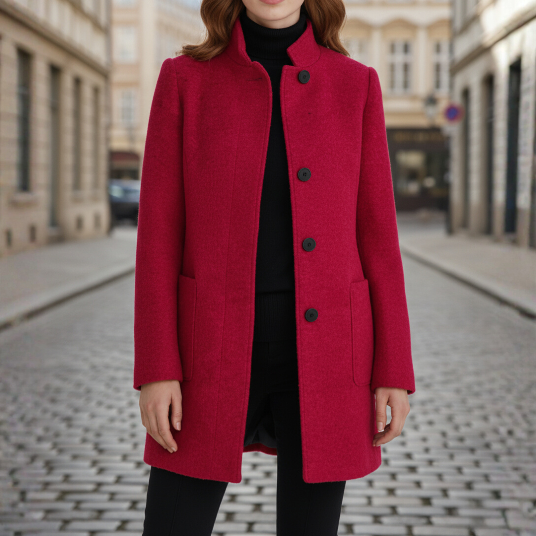 Damenmantel mit schwarzen Knöpfen