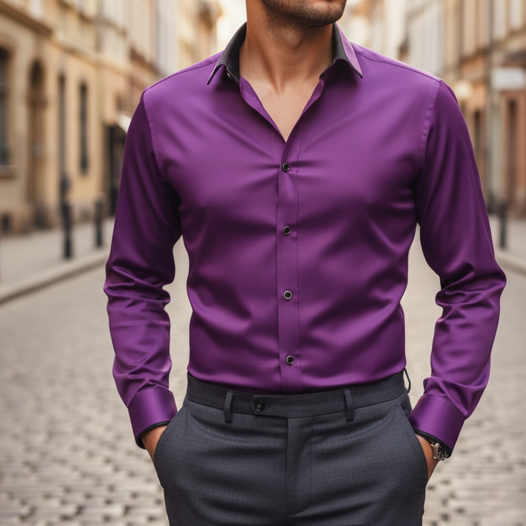 Herren Slim Fit Hemd Langarm Elegant