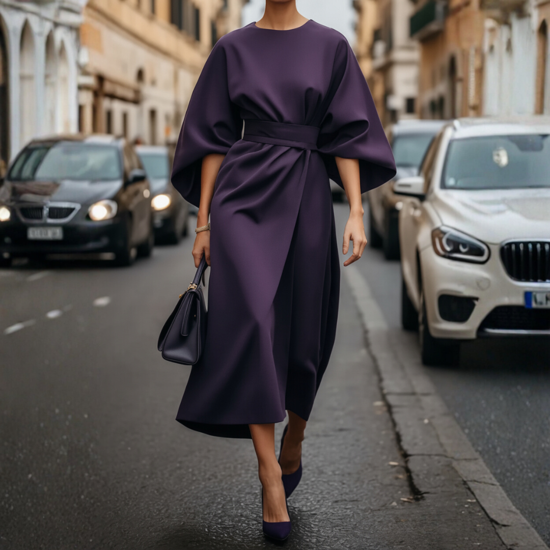 Abito Donna con Maniche a Palloncino e Cintura