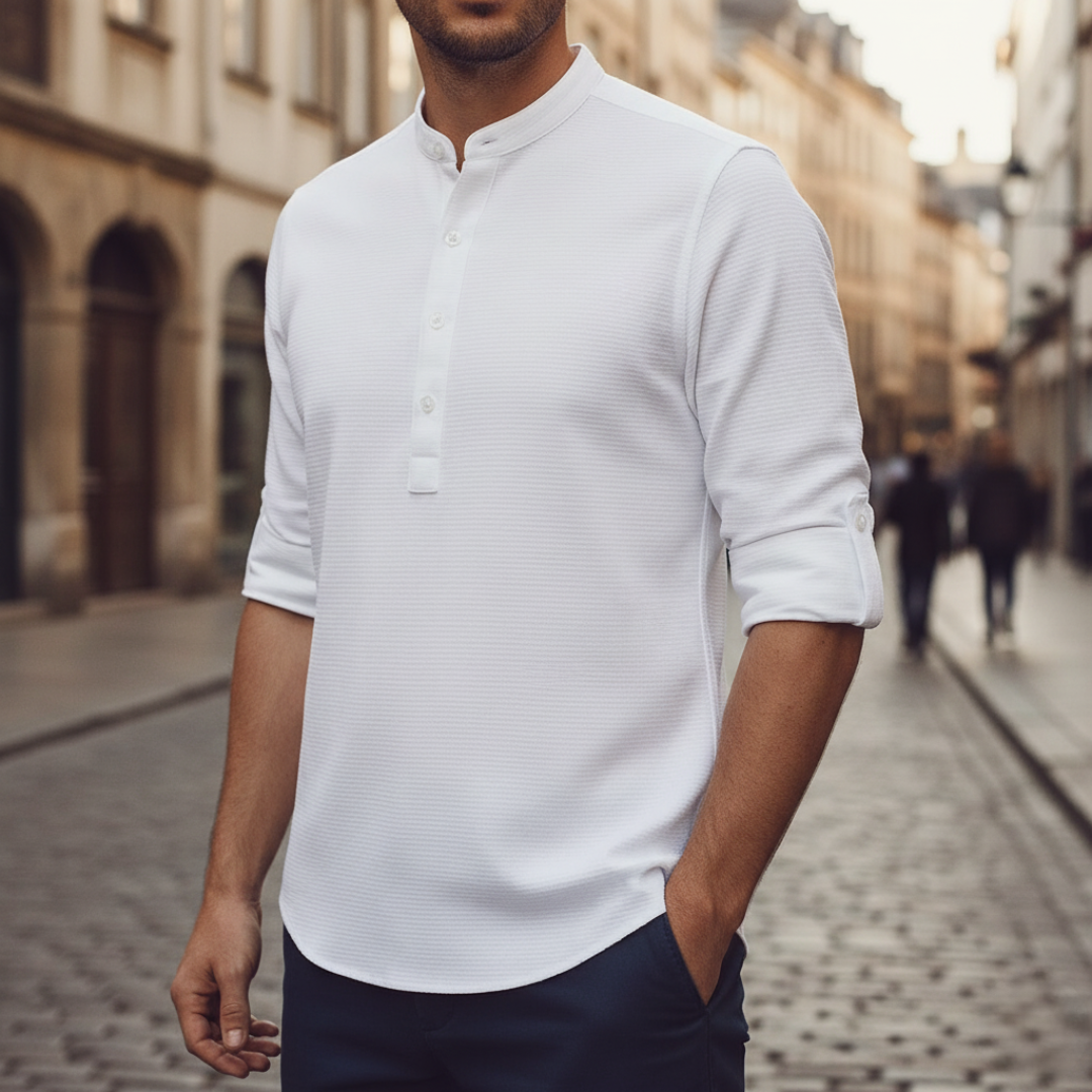 Maglia Henley Uomo in Nido d’Ape Beige