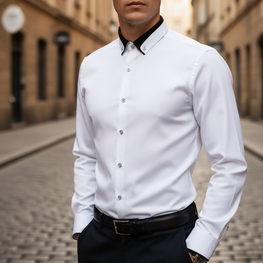 Herren Slim Fit Hemd Langarm Elegant