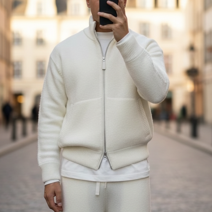 Giacca Uomo Lana Maglia Zip