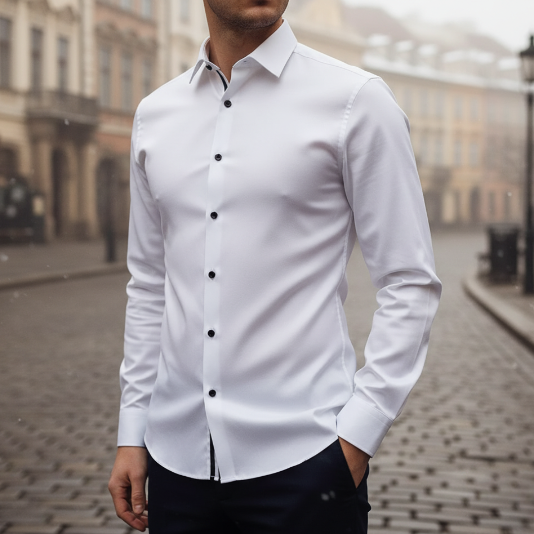 Herren Slim Fit Hemd mit langen Ärmeln
