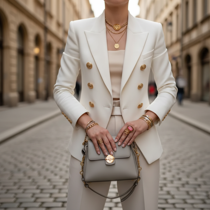 Women's Double-Breasted Blazer in Elegant Fabric