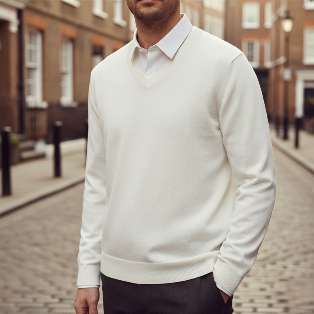 Maglione Uomo Collo a V Tessuto Morbido
