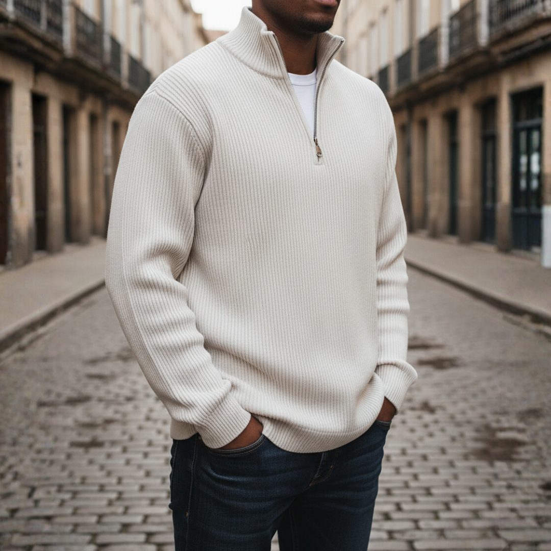 Maglione Uomo Collo Alto Zip in Maglia