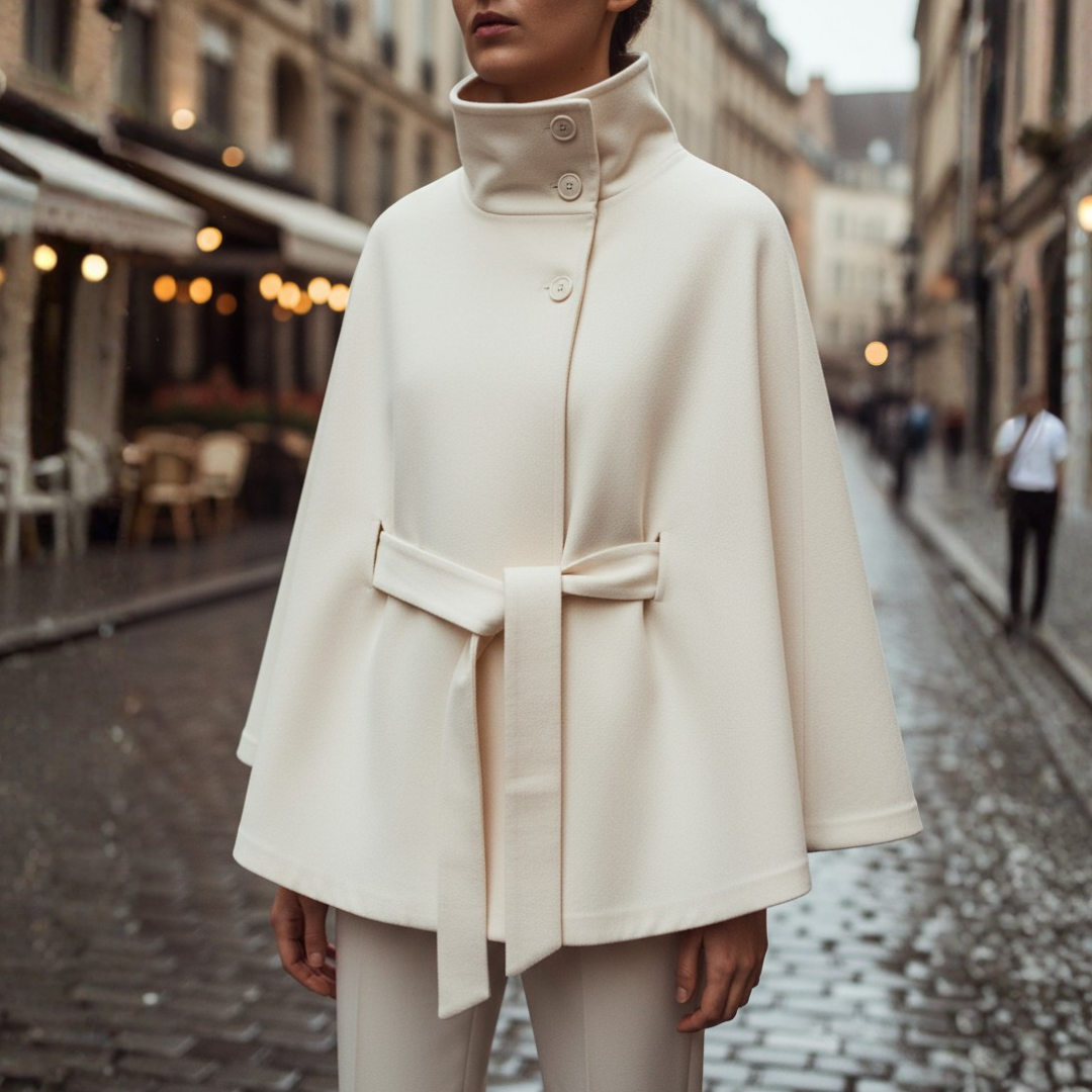 Cappotto Donna con Collo Alto e Cintura