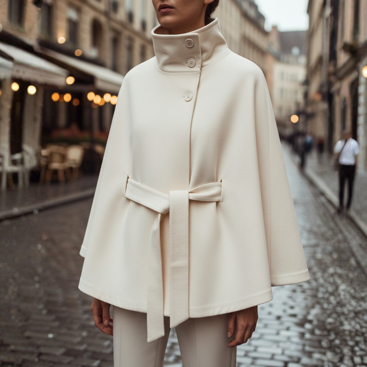 Cappotto Donna con Collo Alto e Cintura